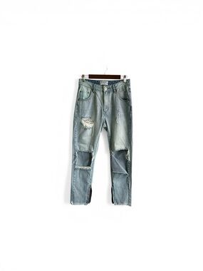 One‎ X Oneteaspoon Women's Distressed Light Blue Cropped Jeans